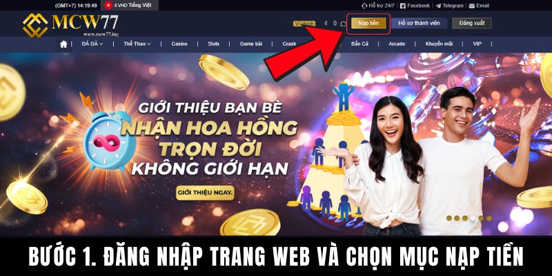 Bước 1. Đăng Nhập Trang Web Và Chọn Mục Nạp Tiền