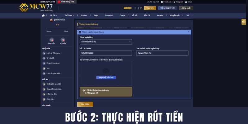 Bước 2: Thực Hiện Rút Tiền