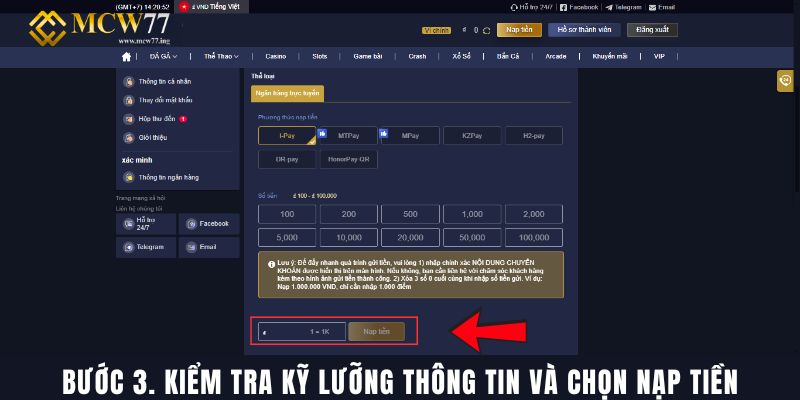 Bước 3. Kiểm Tra Kỹ Lưỡng Thông Tin Và Chọn Nạp Tiền